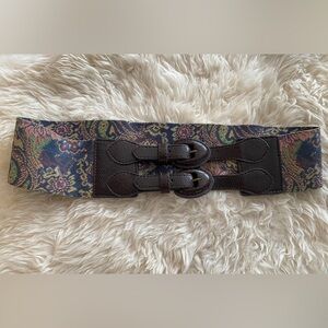 Anthropologie Paisley Print Stretch Belt sz Medium
